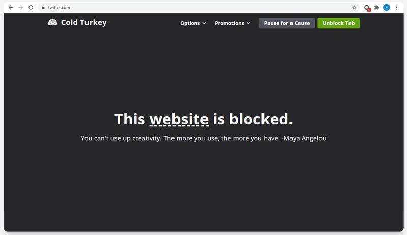 رابط کاربری Cold Turkey یک مسدود کننده حواس پرتی قوی