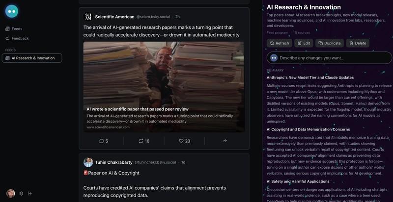 فیدهای سفارشی با هوش مصنوعی - رابط کاربری Attie