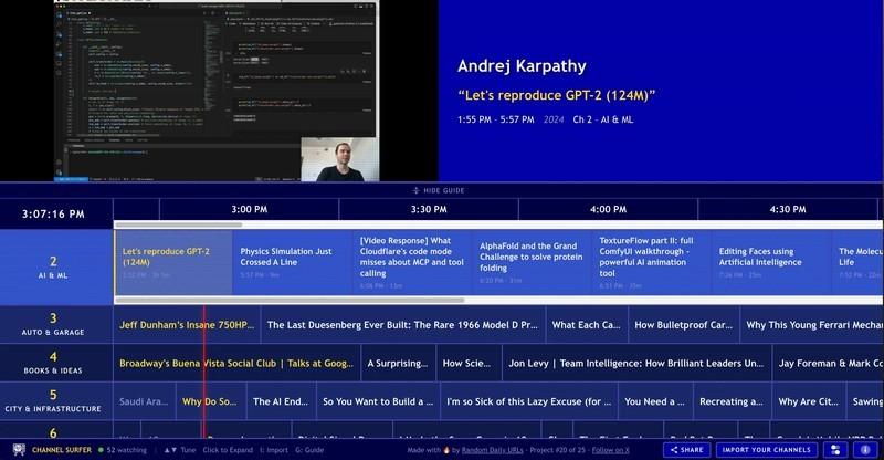 رابط کاربری Channel Surfer برای کانال گردی در یوتیوب
