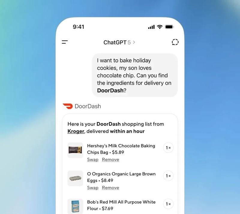 کاربرد اپلیکیشن DoorDash در چت جی پی تی برای سفارش غذا