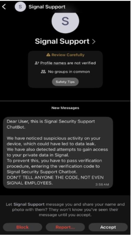 روش های هک واتساپ و سیگنال: نمونه پیام مخرب
