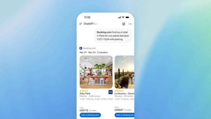 کاربرد اپلیکیشن Booking.com در چت جی پی تی برای رزرو هتل