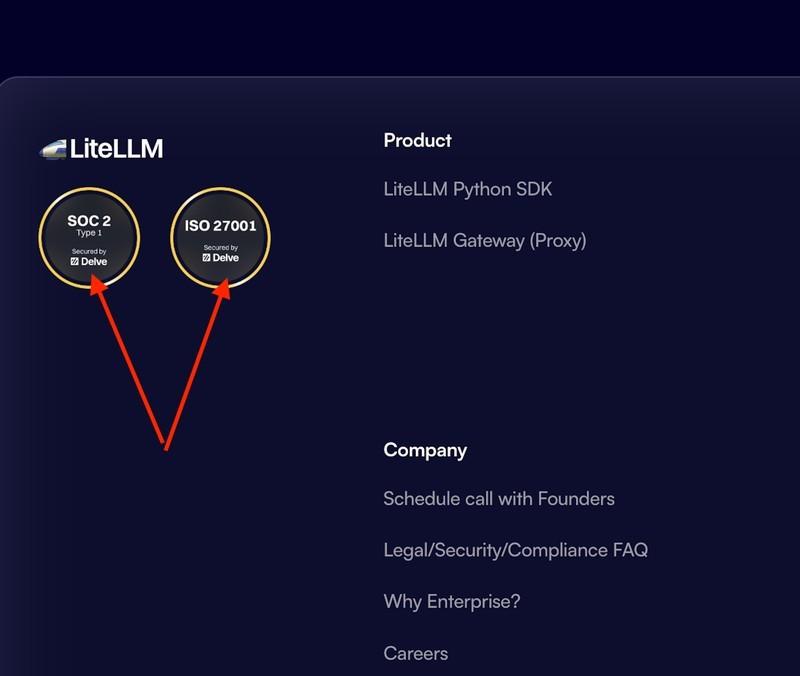 وب سایت LiteLLM گواهینامه های امنیتی صادر شده توسط Delve رو نشون می ده و پیامدهای نقض امنیتی هوش مصنوعی را برجسته می کند.