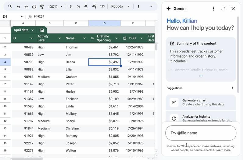 بهترین قابلیت های جمینی در گوگل شیتس