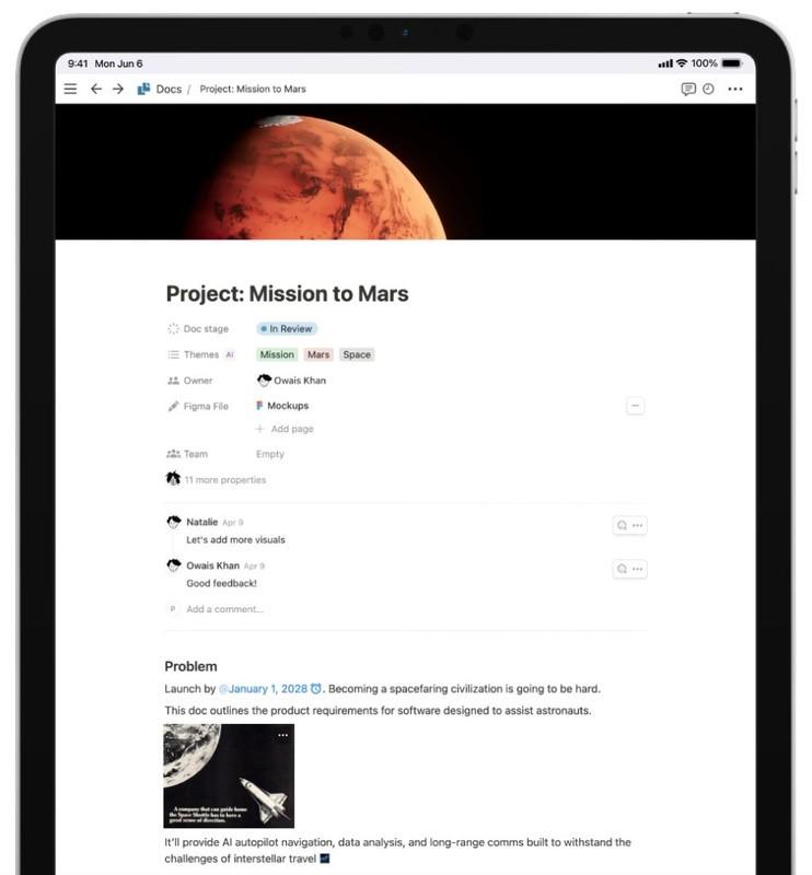 Notion، ابزار مدیریت پروژه برای افزایش بهره وری با آیپد